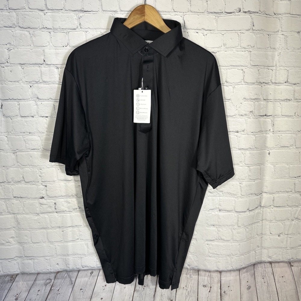 NEW Collars & Co Polo Dress Collar Featherweight Relaxed Mens 2XL XXL Black